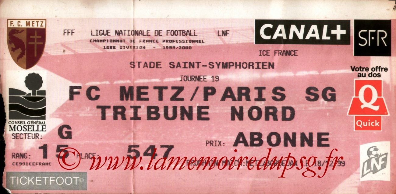1999-12-11  Metz-PSG (19ème D1)