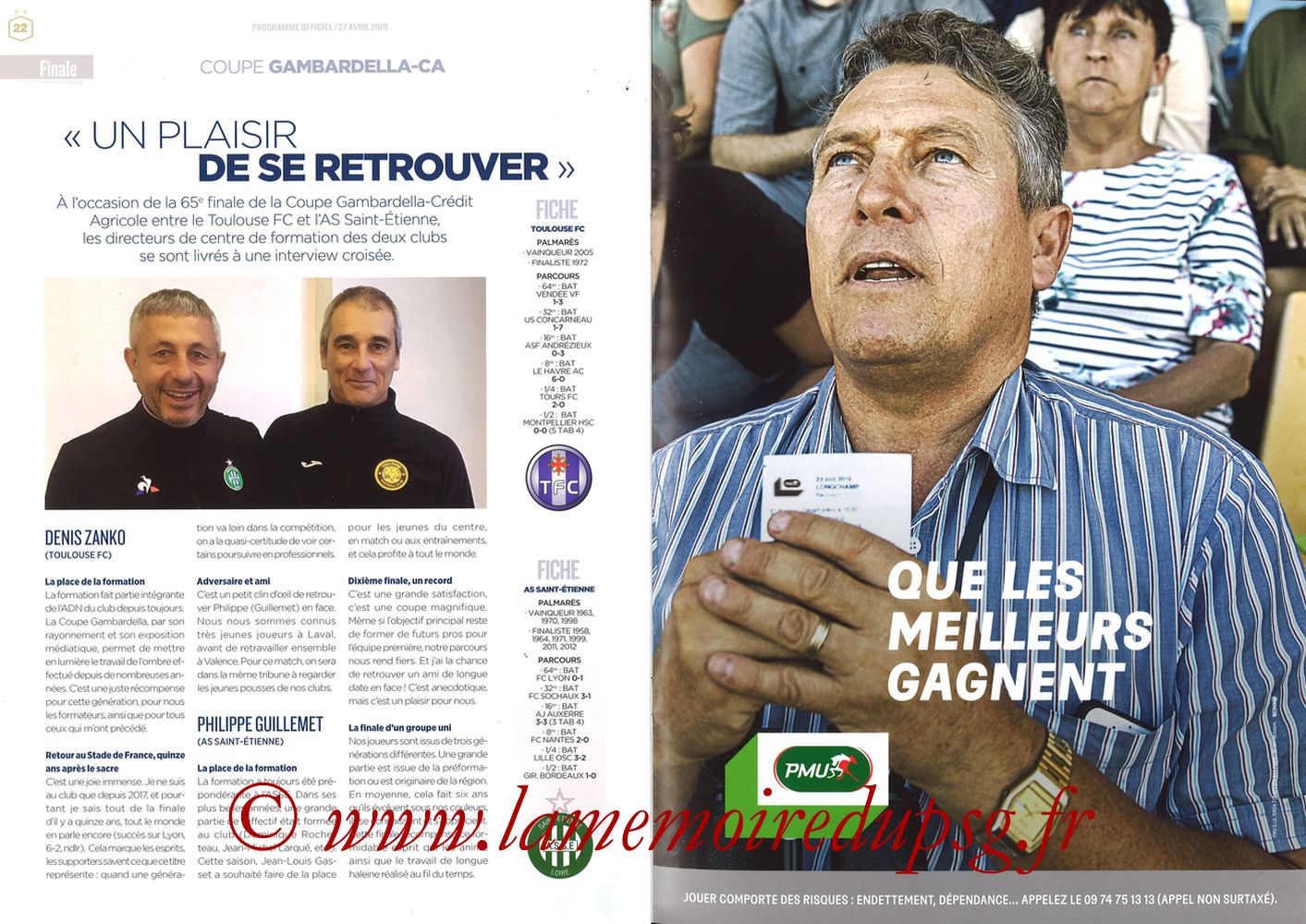 2019-04-27  Rennes-PSG (Finale CF au Stade de France, Programme officiel FFF) - Pages 22 et 23