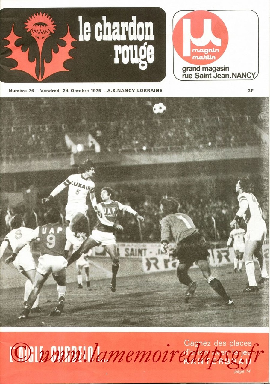 1975-10-25  Nimes-PSG (11ème D1, Le chardon rouge N°76)