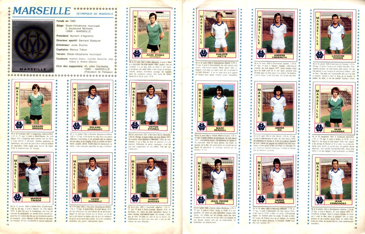 1979-80 - Panini 1980 - Pages 18 et 19 - Olympique de Marseille