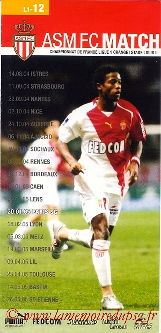 2005-01-30  Monaco-PSG (24ème L1, ASM FC le Match N°12)