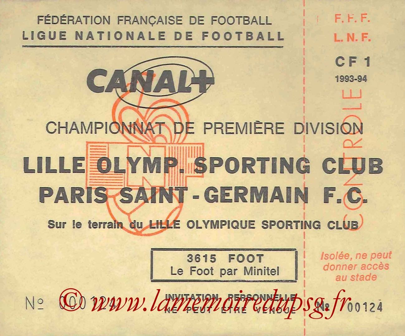 1993-12-03  Lille-PSG (20ème D1, Invitation LNF)