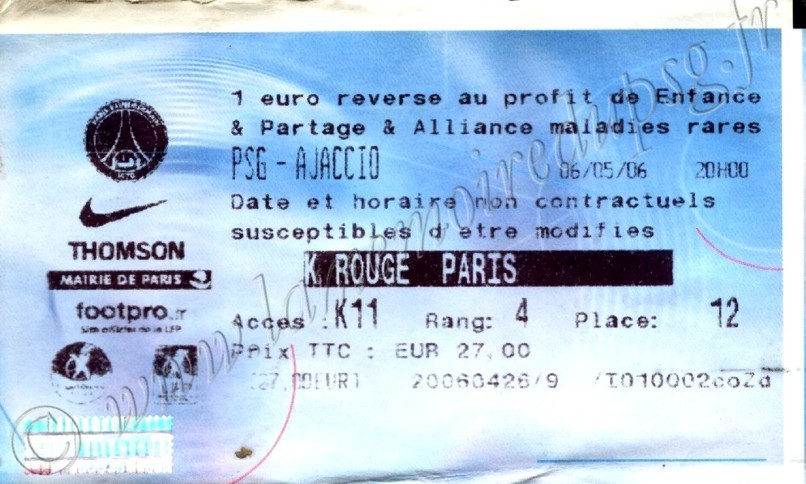 2006-05-06  PSG-Ajaccio (37ème L1, Billetel)