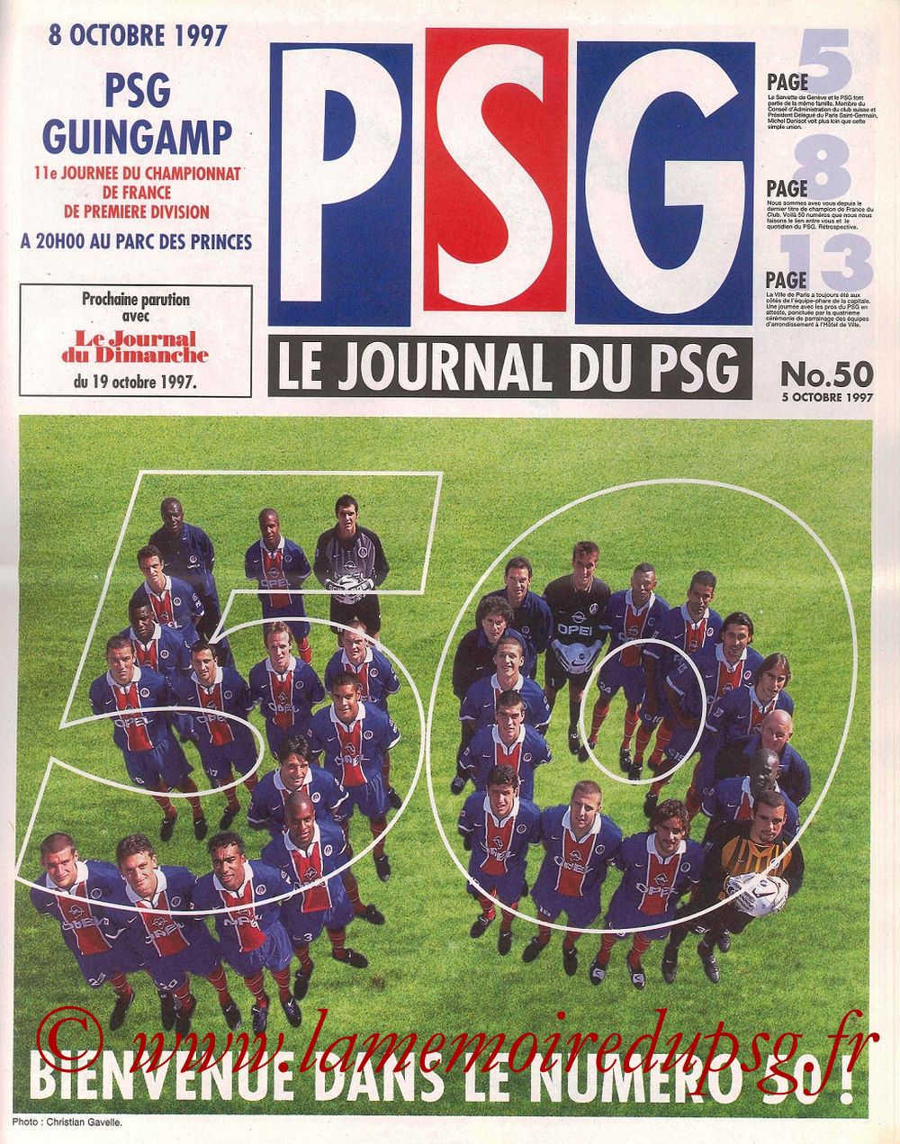 1997-10-08  PSG-Guingamp (11ème D1, Le Journal du PSG N°50)