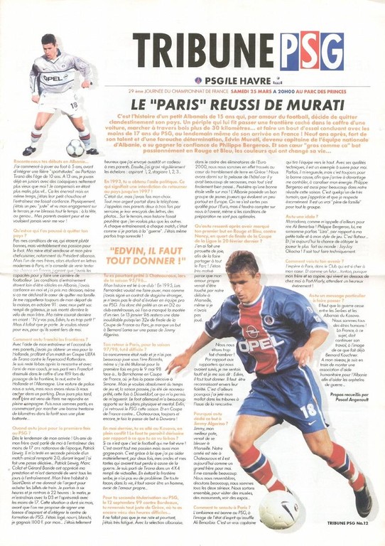 2000-03-25  PSG-Le Havre (29ème D1, Tribune PSG N°12)