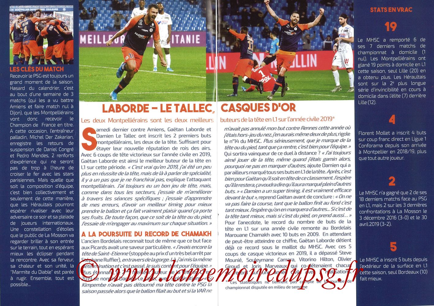 2019-12-07  Montpellier-PSG (17ème L1, L'Echo de la Mosson N°9) - Pages 12 et 13