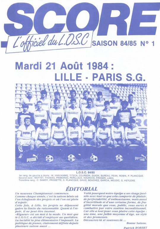 1984-08-21  Lille-PSG (2ème D1, Score N°1)