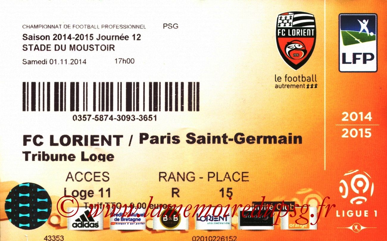 2014-11-01  Lorient-PSG (12ème L1)