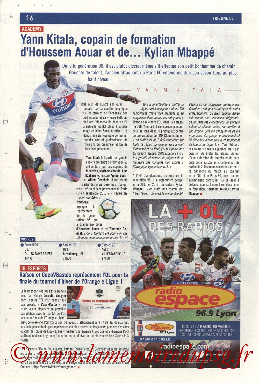 2018-01-21  Lyon-PSG (22ème L1, La Tribune OL N° 244) - Page 16