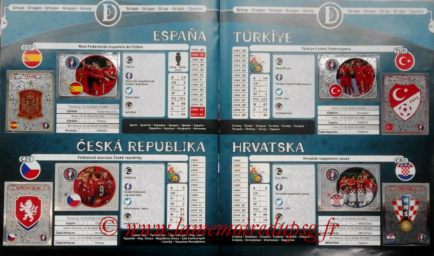 Panini Euro 2016 Stickers - Pages 50 et 51 - Groupe D