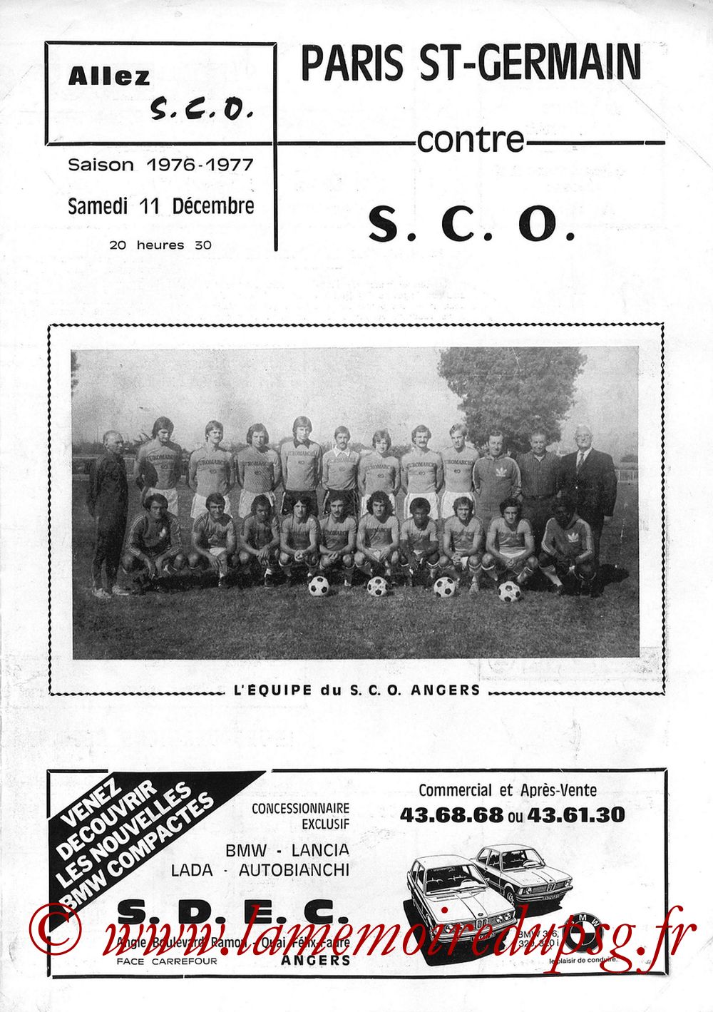 1976-12-11  Angers-PSG (18ème D1, Allez SCO)