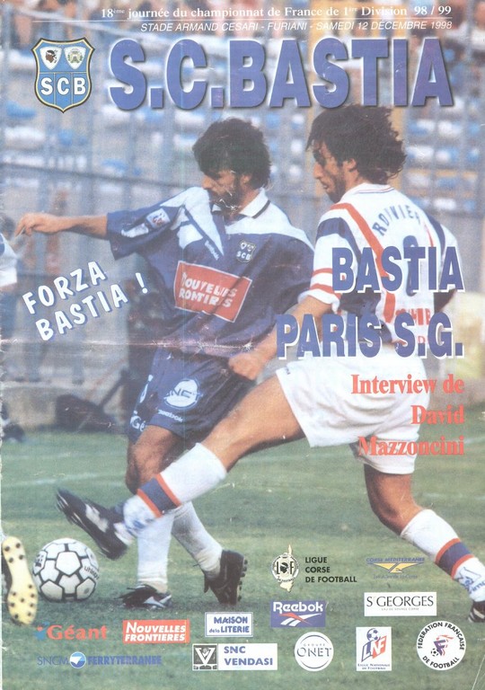 1998-12-12  Bastia-PSG (18ème D1, Programme Officiel)