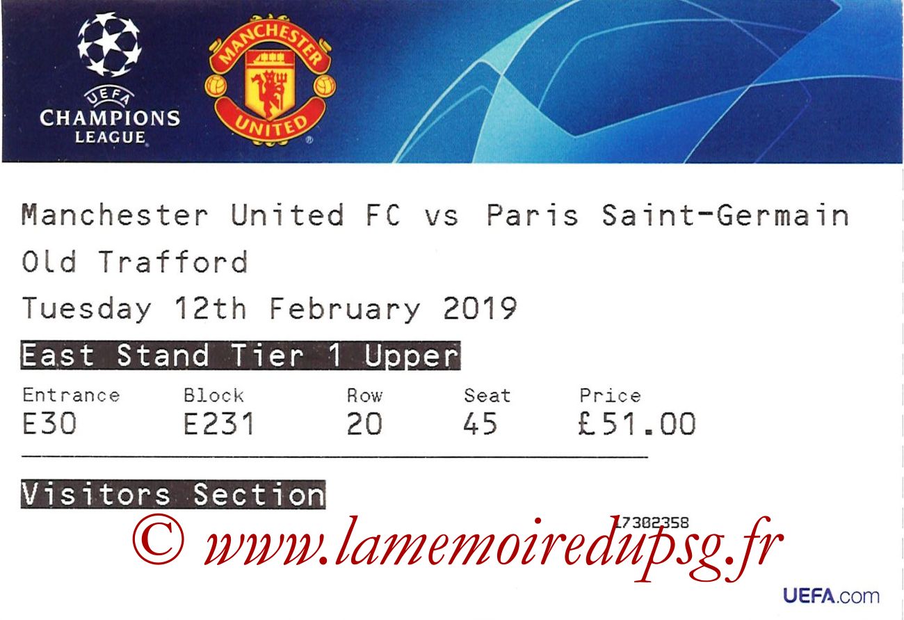 2019-02-12  Manchester United-PSG (8ème Finale C1 Aller, Visiteurs)