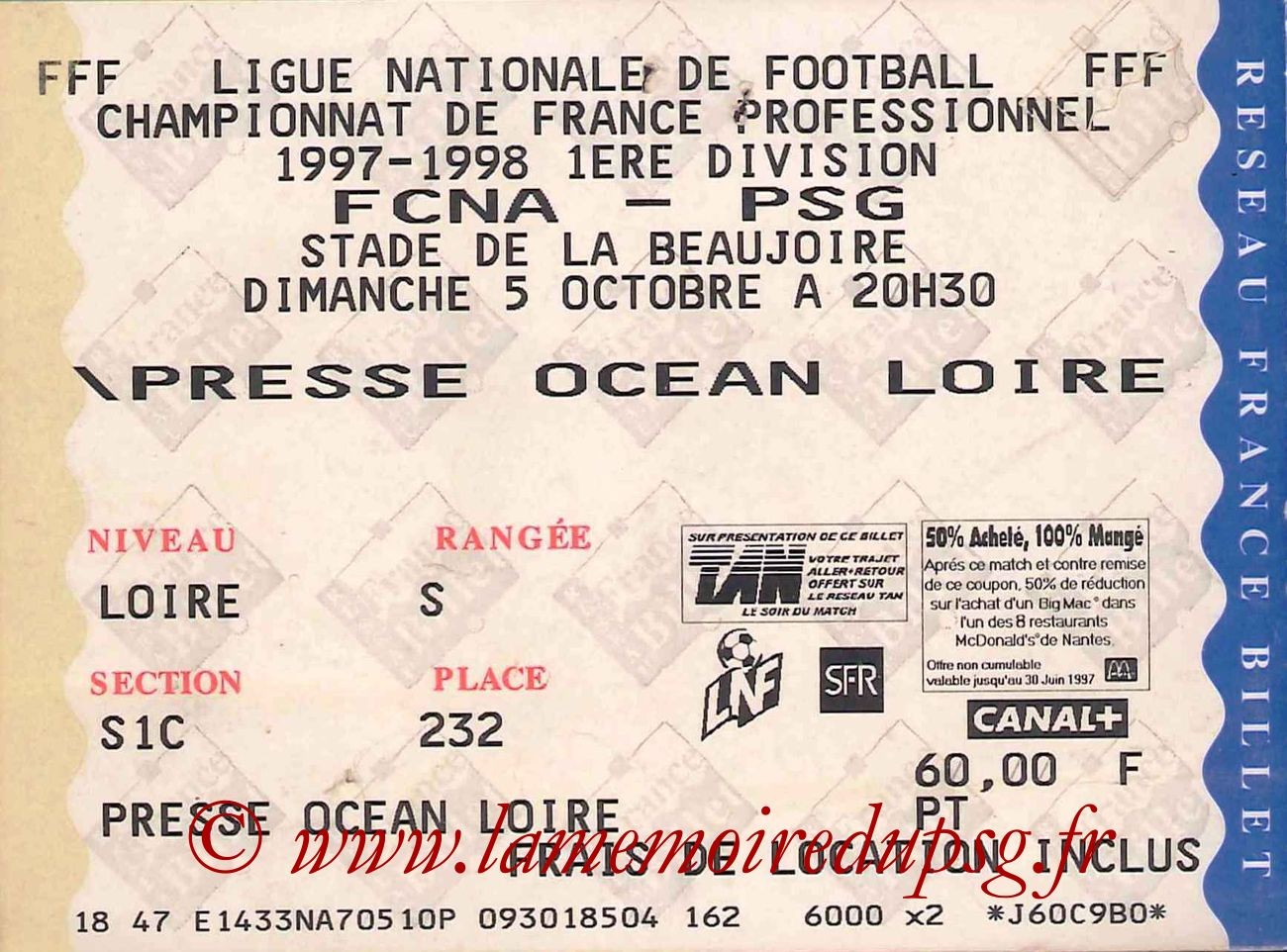 1997-10-05  Nantes-PSG (10ème D1)