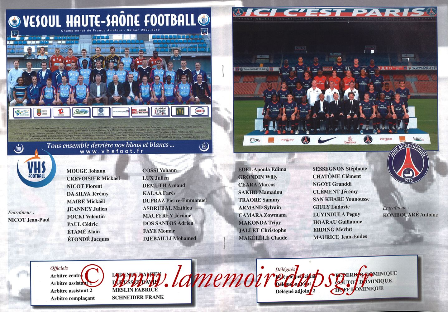 2010-02-09  Vesoul-PSG (8ème CF, Programme officiel) - Pages 06 et 07