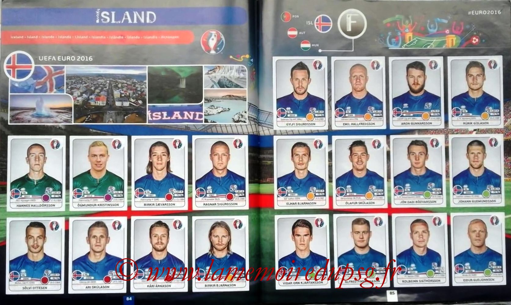 Panini Euro 2016 Stickers - Pages 84 et 85 - Islande