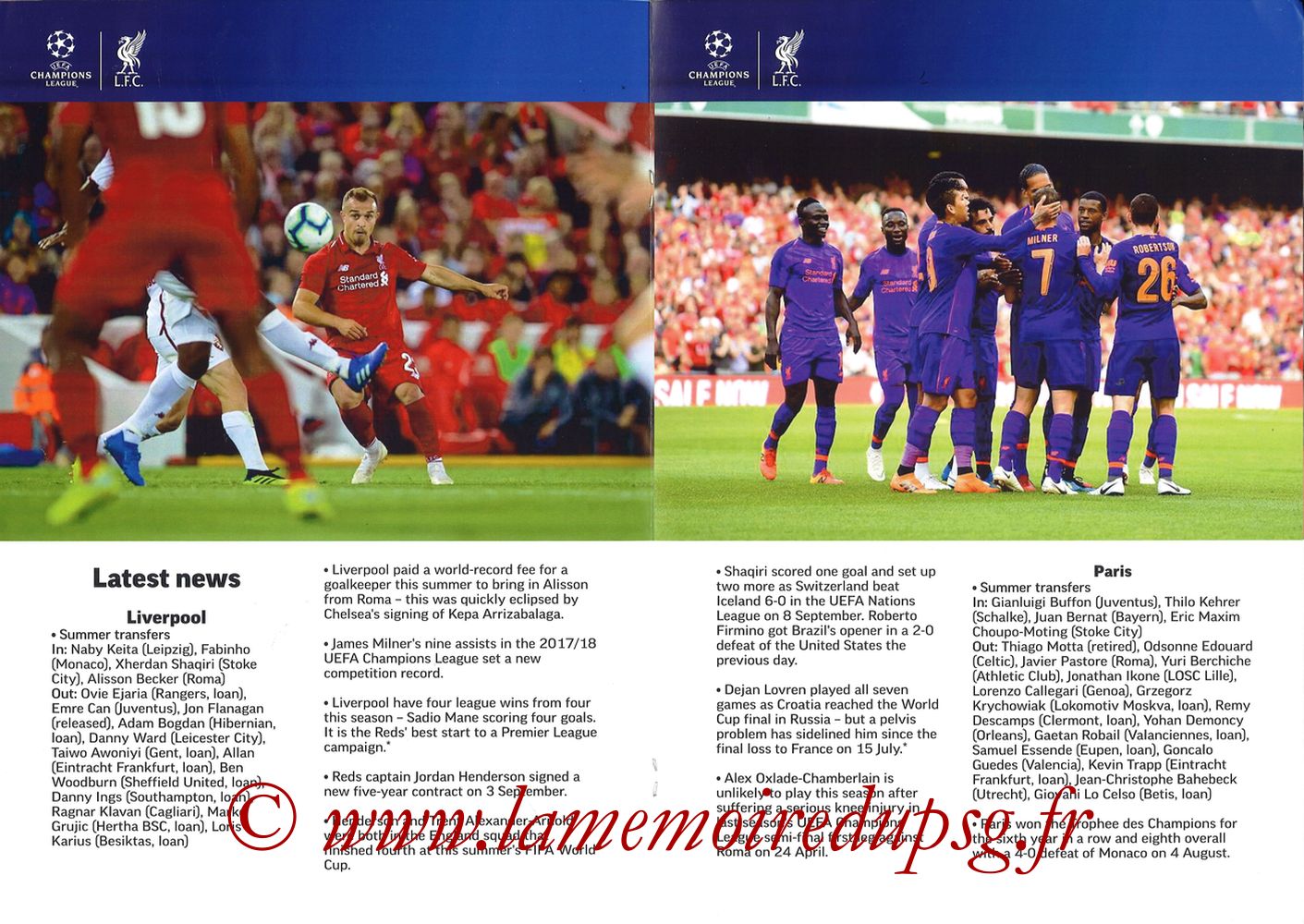 2018-09-18  Liverpool-PSG (1ère C1, Programme pirate) - Pages 06 et 07