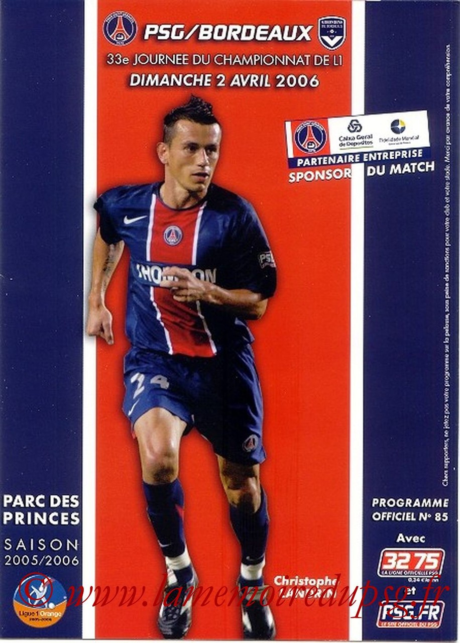 2006-04-02  PSG-Bordeaux (33ème L1, Officiel N°85)