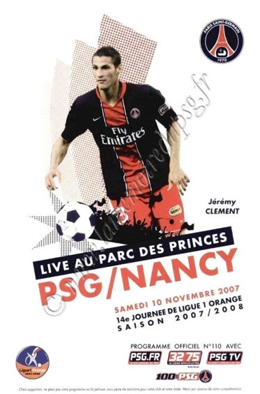 2007-11-10  PSG-Nancy (14ème L1, Officiel PSG N°110)