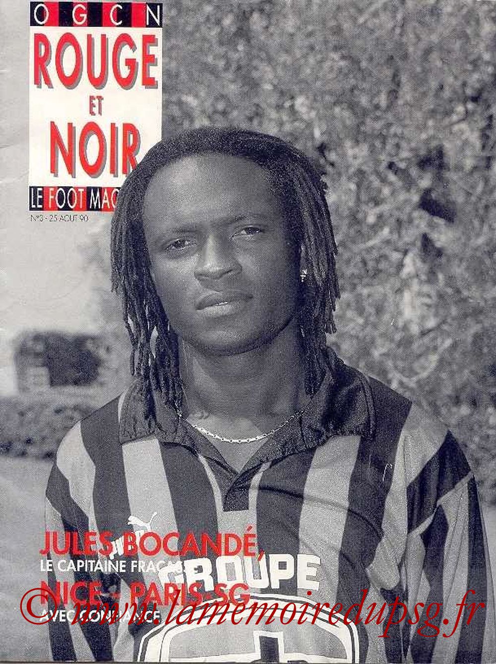 1990-08-25  Nice-PSG (6ème D1, Rouge et Noir N°3, Collection JNT)