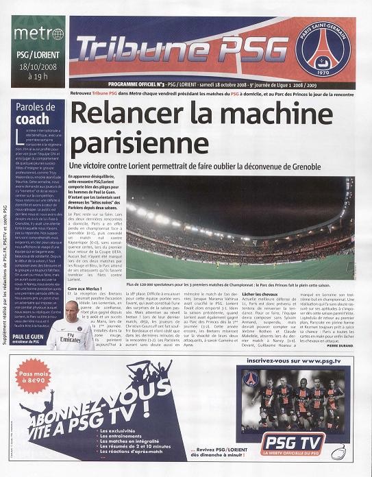 2008-10-18  PSG-Lorient (9ème L1, Tribune PSG N° 3)