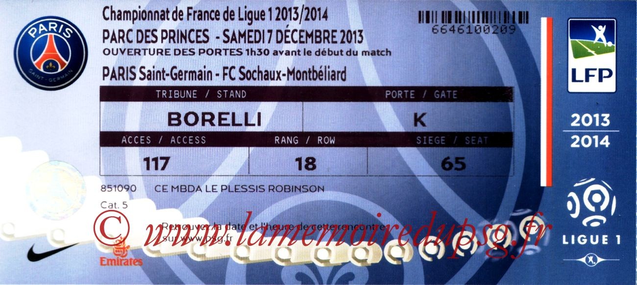 2013-12-07  PSG-Sochaux (17ème L1)