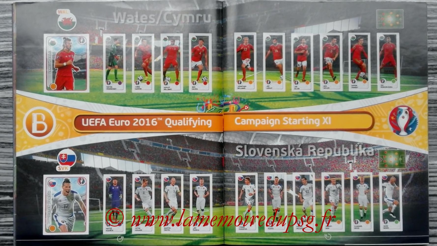 Panini Euro 2016 Stickers - Pages 30 et 31 - Pays de Galles et Slovenie