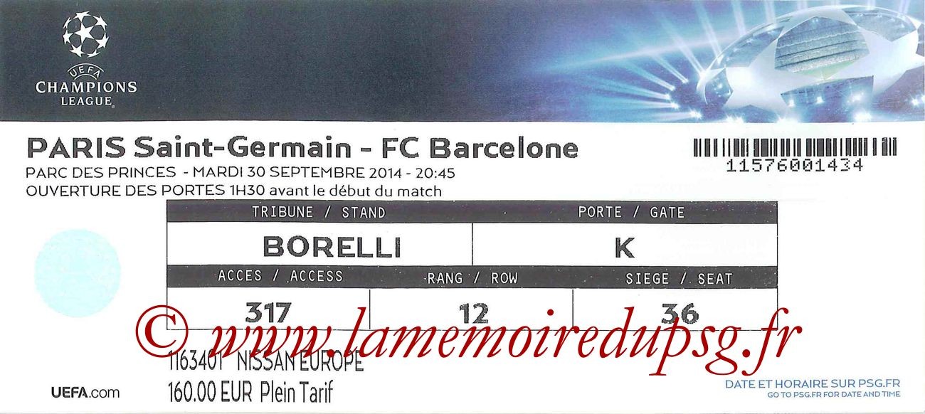 2014-09-30  PSG-Barcelone (2ème Poule C1)