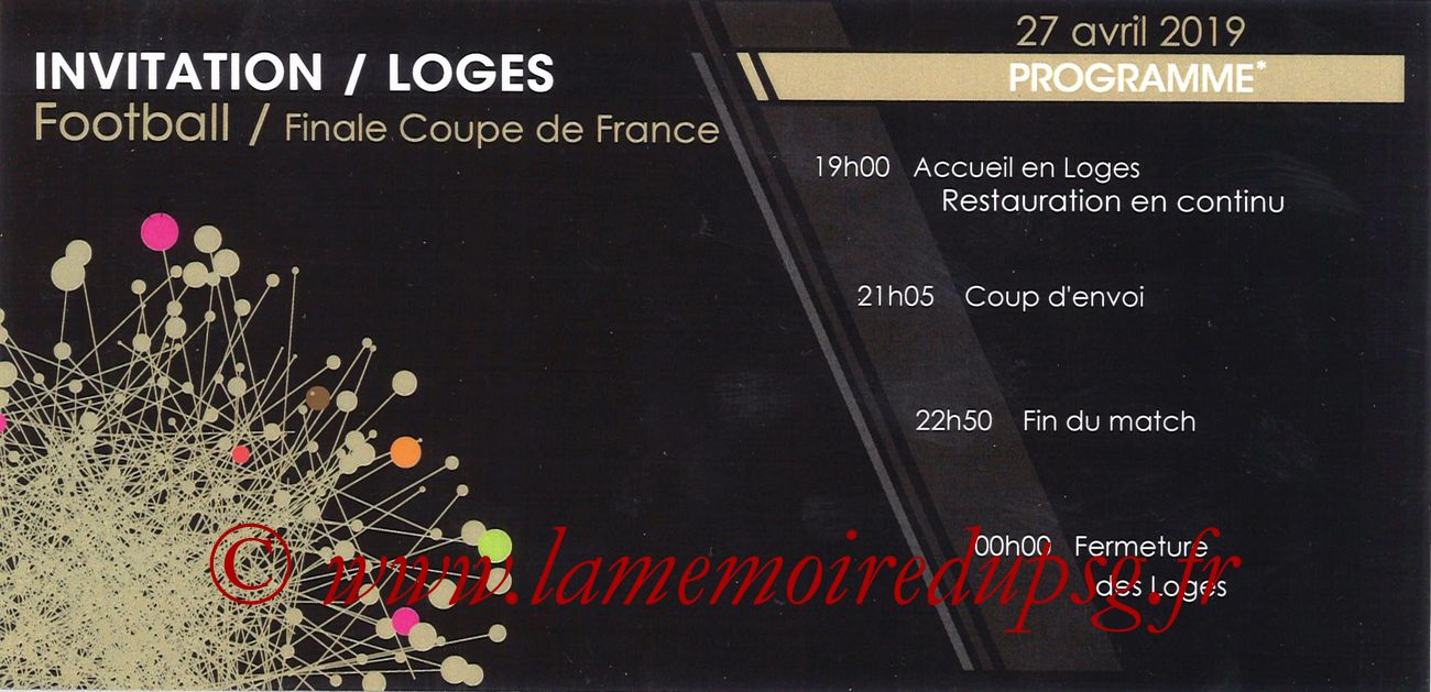 2019-04-27  Rennes-PSG (Finale CF au Stade de France, Invitation Loges)