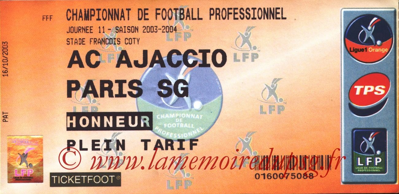 2003-10-25   Ajaccio-PSG (11ème L1)