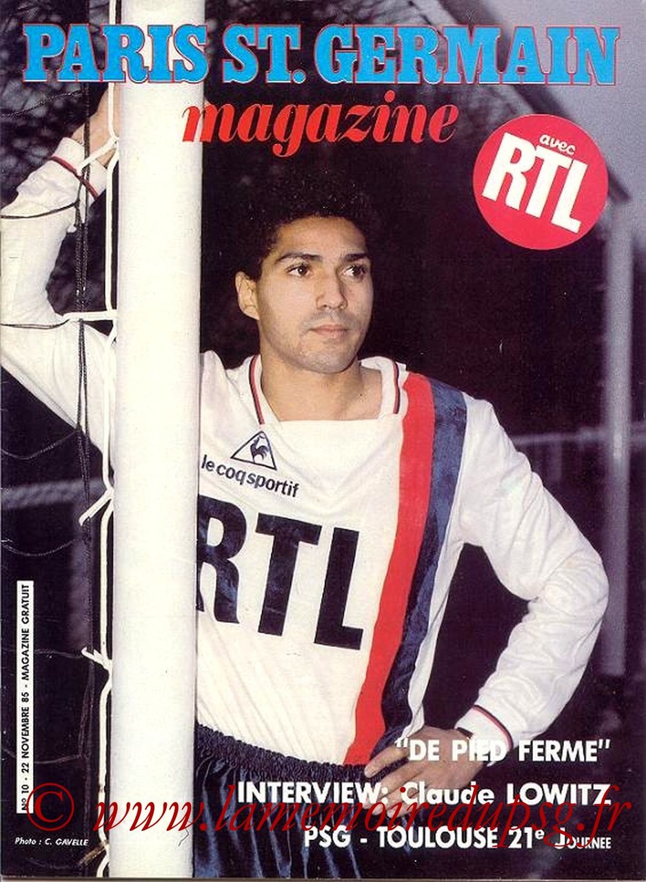 1985-11-22  PSG-Toulouse (21ème D1, Paris St Germain Magazine N°10)