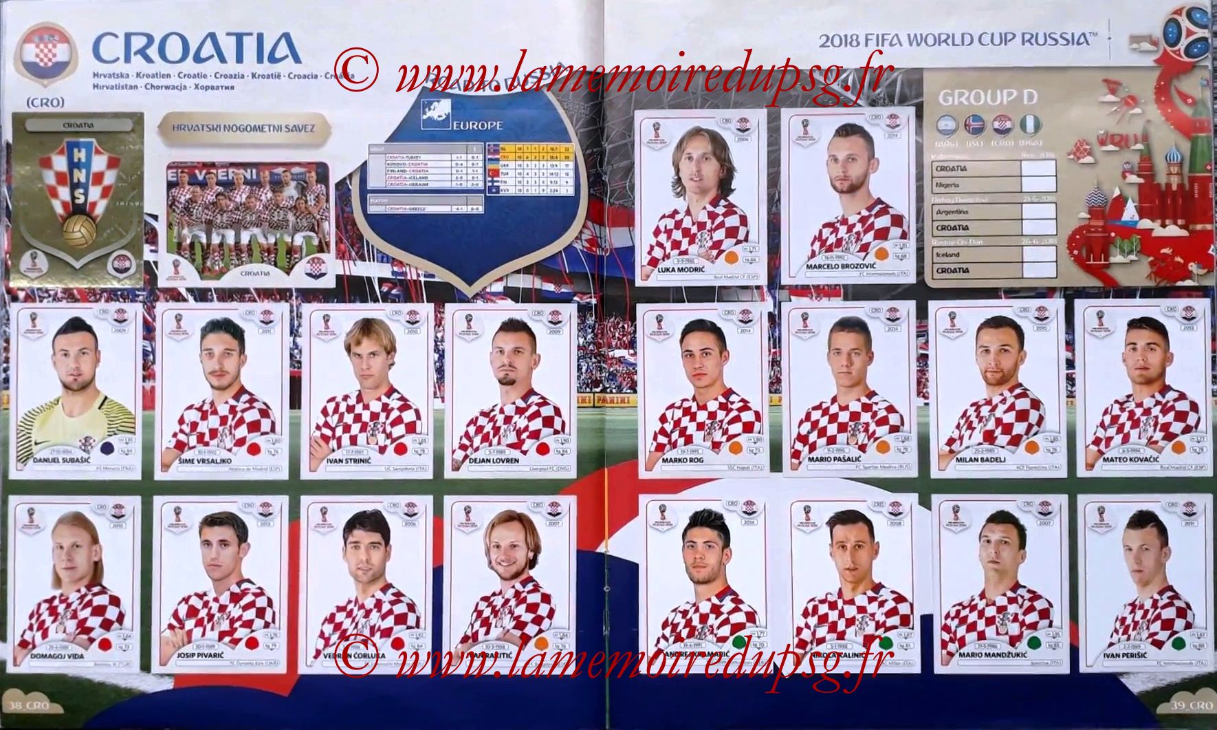 2018 - Panini FIFA World Cup Russia Stickers - Pages 38 et 39 - Croatie