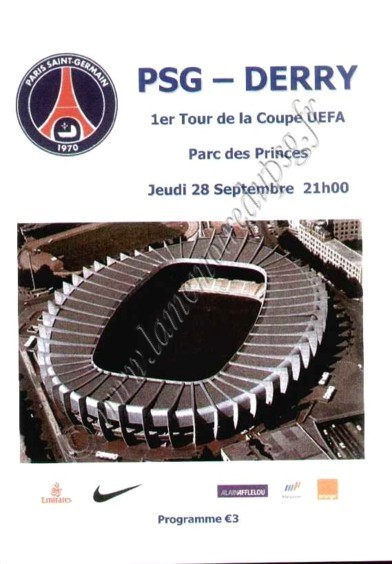 2006-09-28  PSG-Derry City (64ème Retour UEFA, Programme pirate 3)