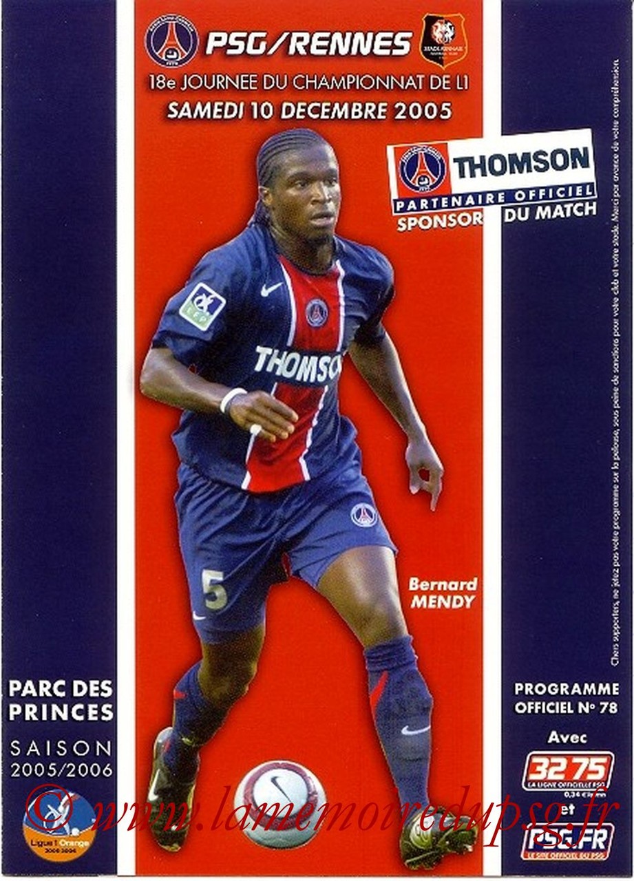 2005-12-10  PSG-Rennes  (18ème L1, Officiel N°78)