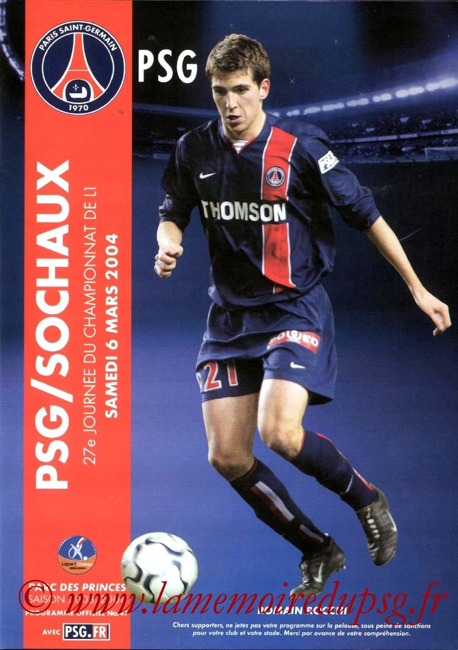 2004-03-06  PSG-Sochaux (27ème L1, Programme officiel N°47)