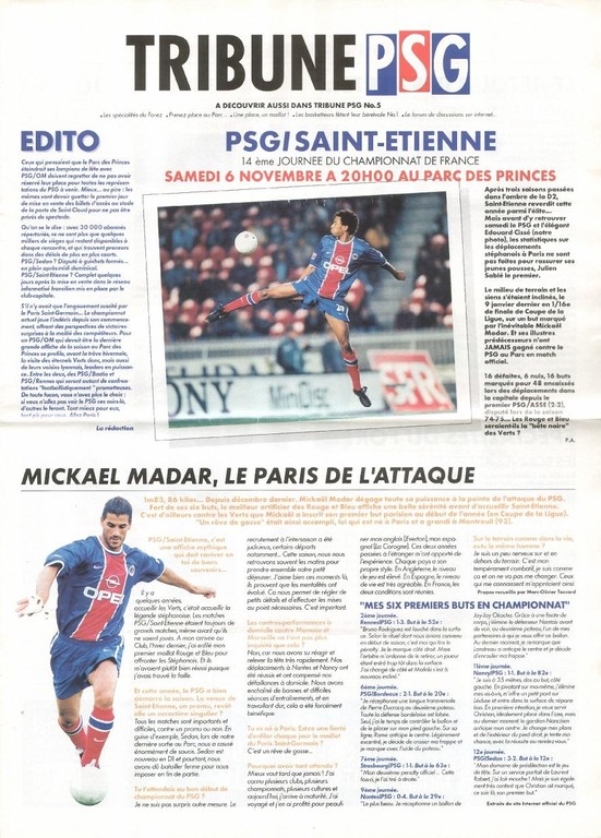 1999-11-06  PSG-Saint Etienne (14ème D1, Tribune PSG N°5)