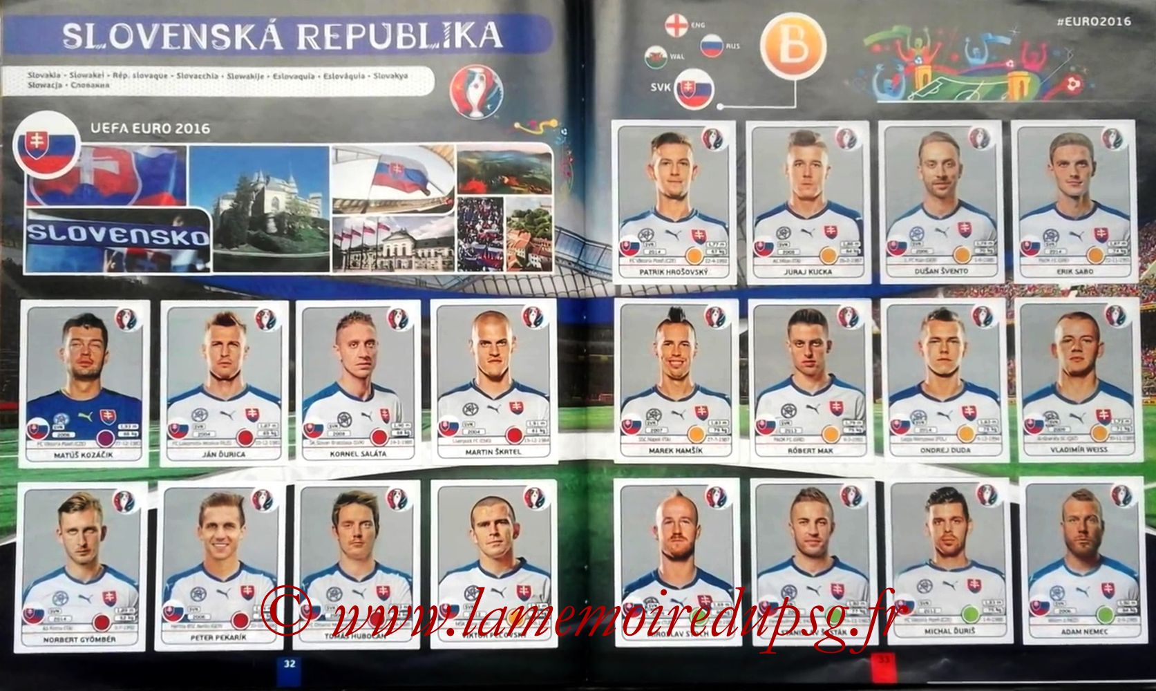 Panini Euro 2016 Stickers - Pages 32 et 33 - Slovenie