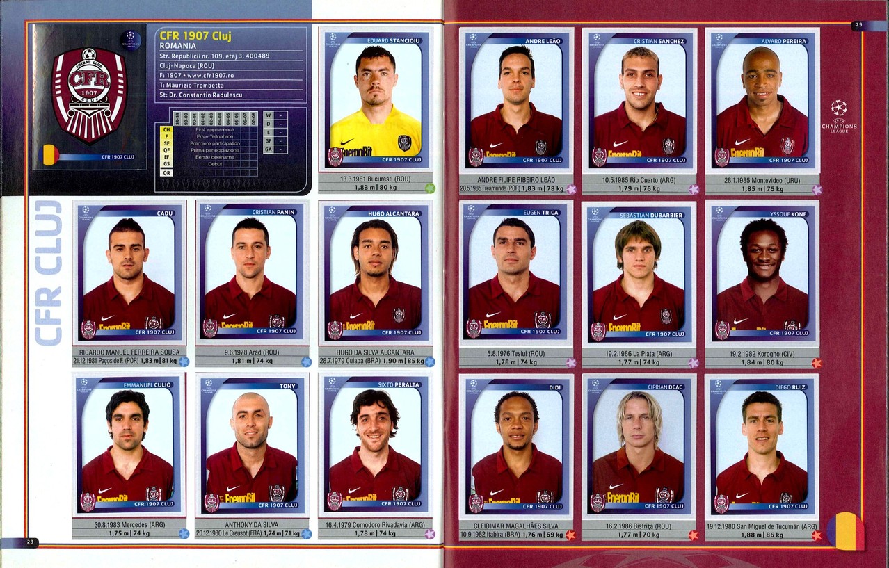 2008-09 - Panini Champions League - Pages 28 et 29 - CFR 1907 Cluj