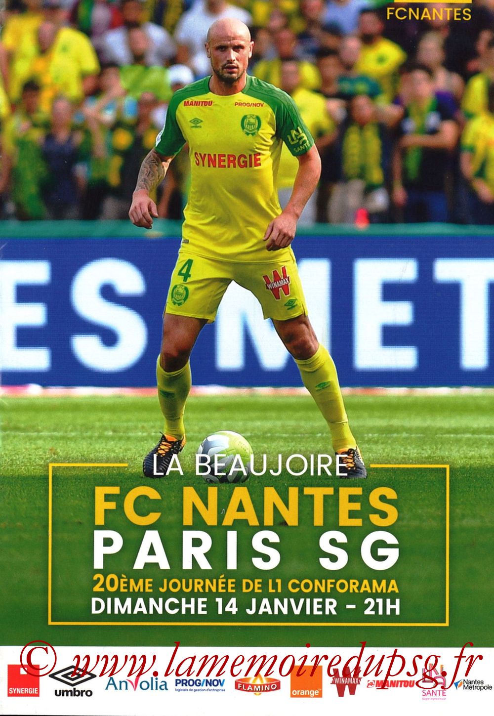 2018-01-14  Nantes-PSG (20ème L1, Programme officiel)