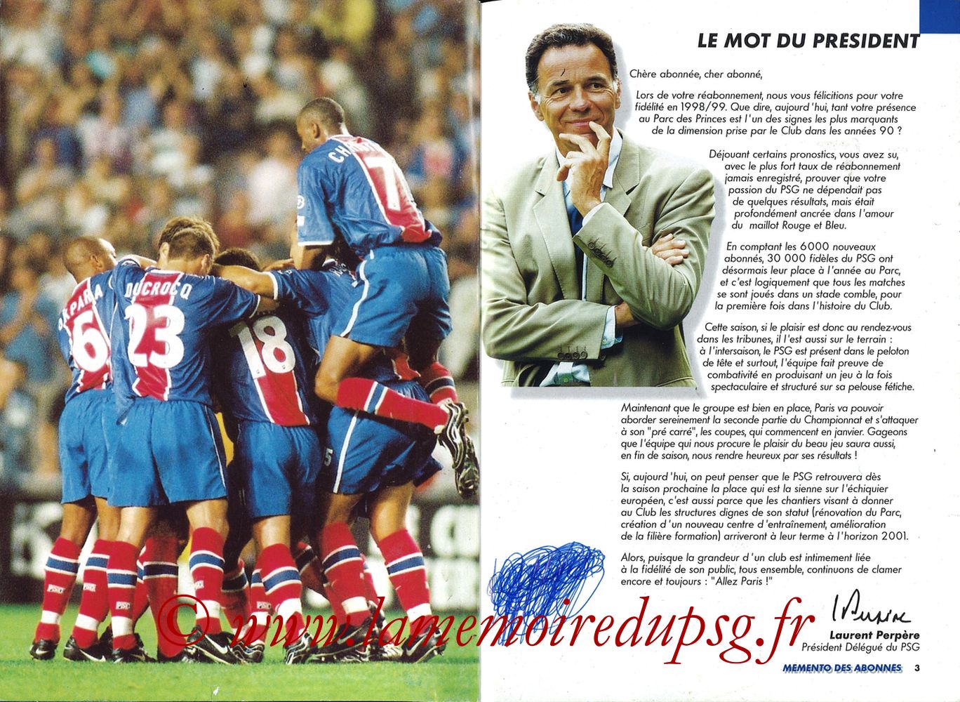 1999-00 - Guide de la Saison PSG - Pages 02 et 03