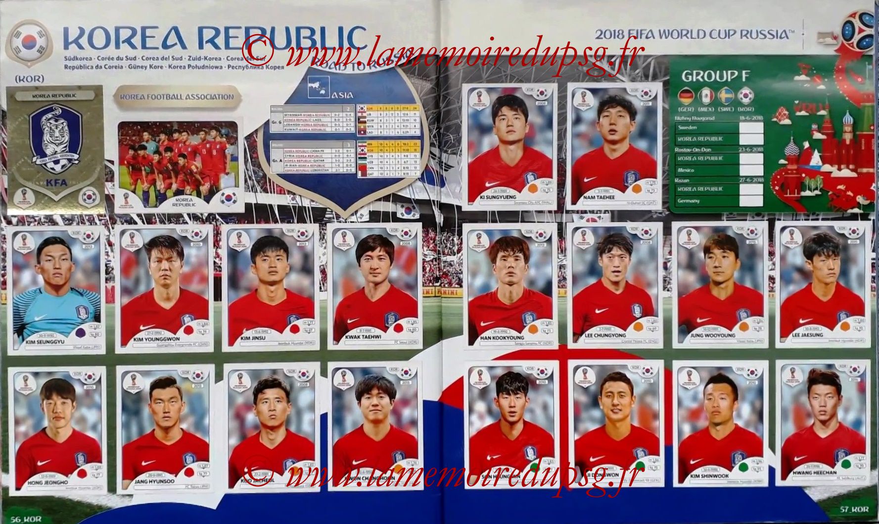 2018 - Panini FIFA World Cup Russia Stickers - Pages 56 et 57 - Coree du Sud