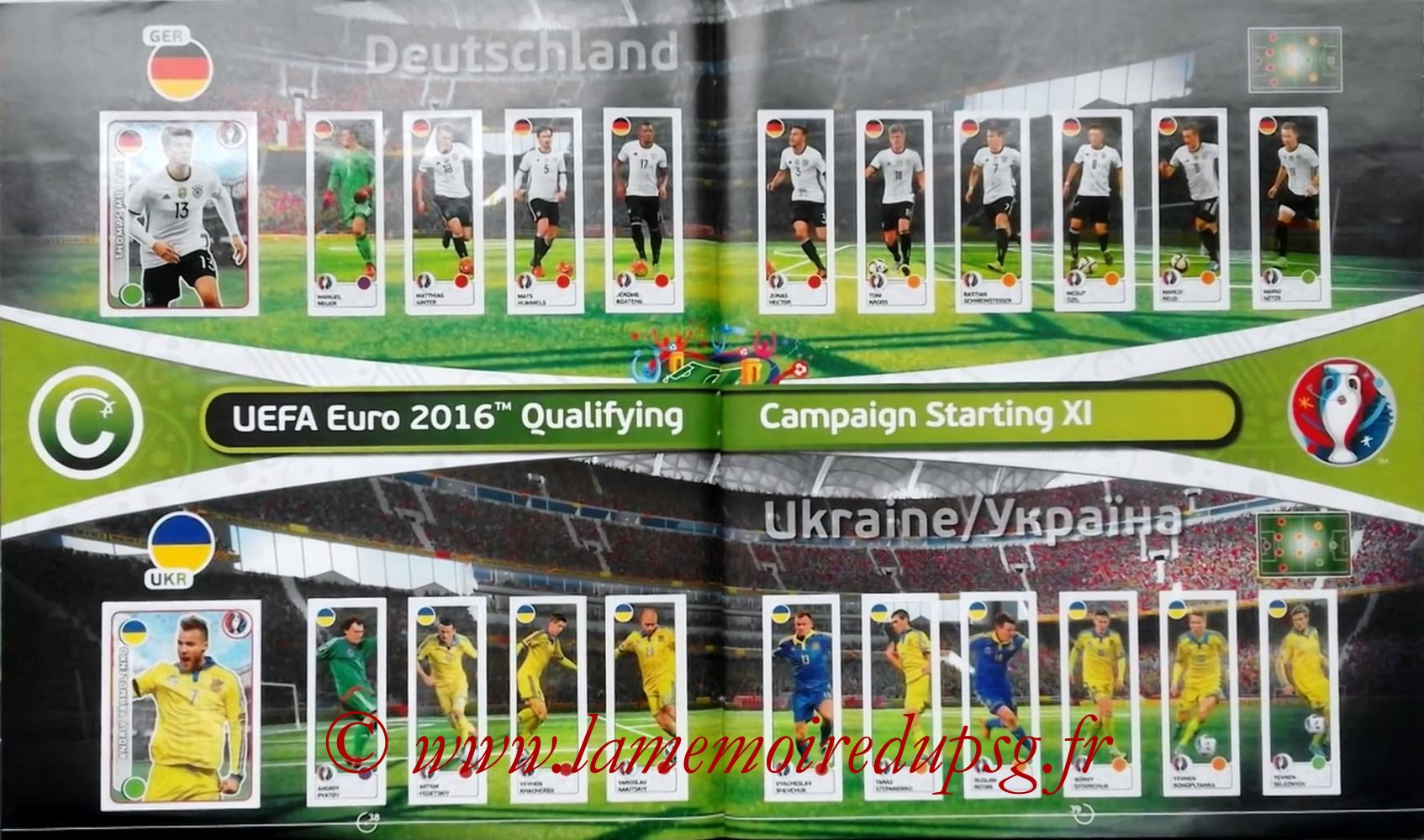 Panini Euro 2016 Stickers - Pages 38 et 39 - Allemagne et Ukraine