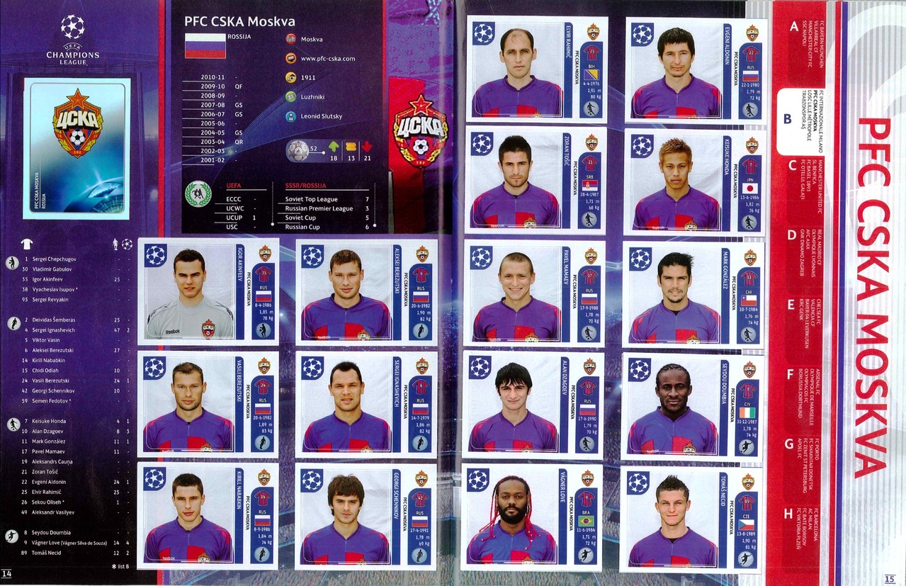 2011-12 - Panini Champions League - Pages 14 et 15 - CSKA Moscou