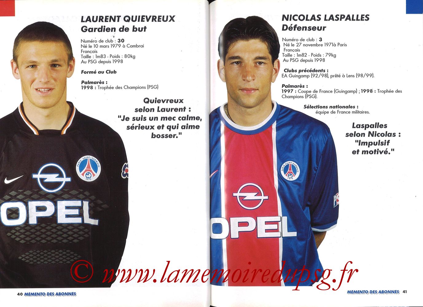 1999-00 - Guide de la Saison PSG - Pages 40 et 41