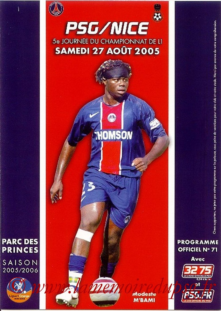 2005-08-27  PSG-Nice (5ème L1, Officiel N°71)