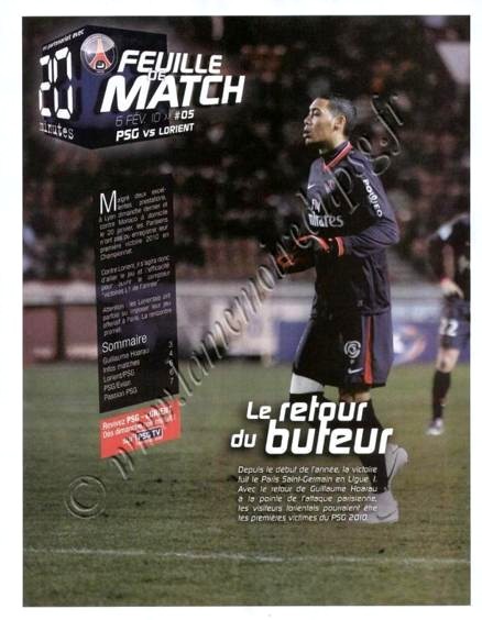 2010-02-06  PSG-Lorient (23ème L1, Feuille de match N°5)