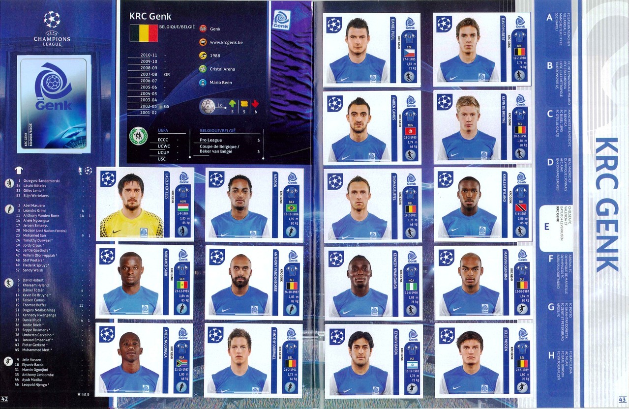 2011-12 - Panini Champions League - Pages 42 et 43 - KRC Genk