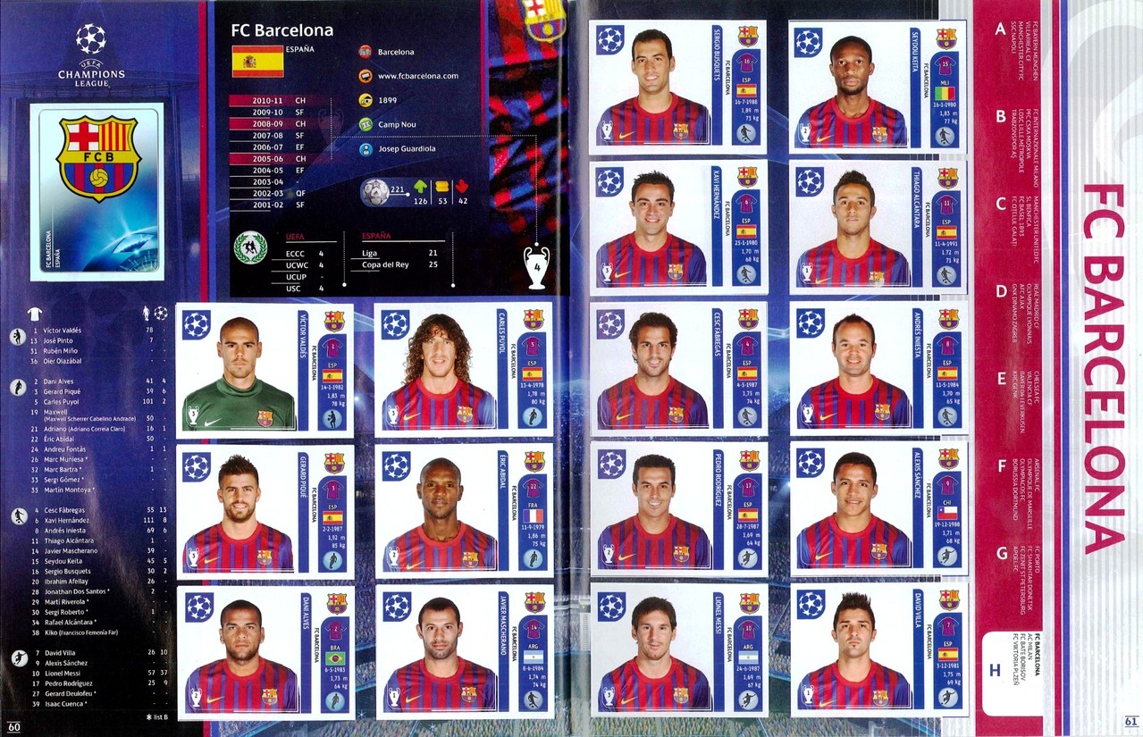 2011-12 - Panini Champions League - Pages 60 et 61 - FC Barcelone