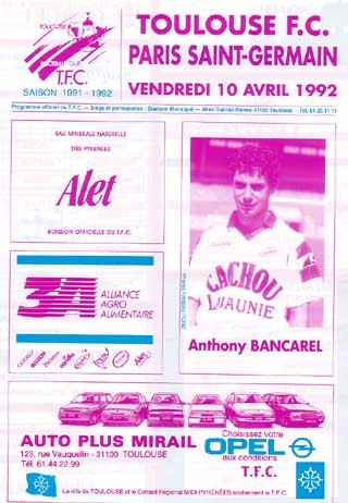 1992-04-10  Toulouse-PSG (35ème D1, Programme officiel)