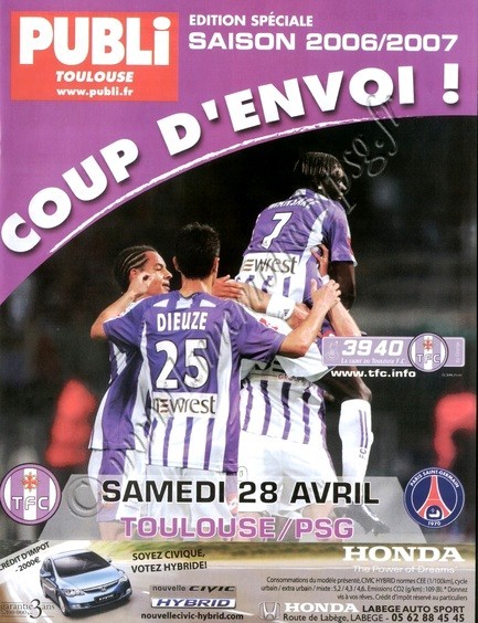 2007-04-28  Toulouse-PSG (34ème L1, Coup d'envoi!!)